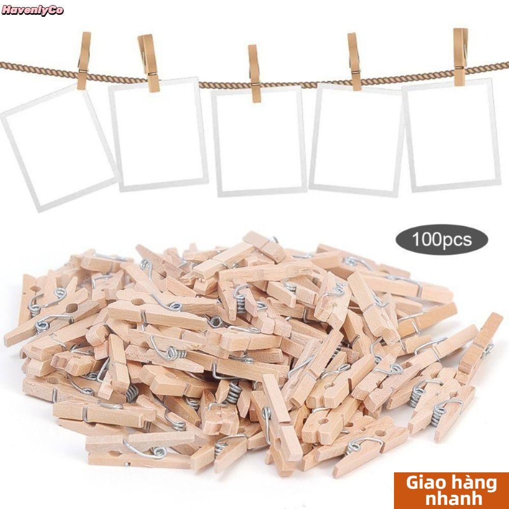 【 COD 】 HAVENLYCO 50 / 100 Kẹp ảnh, Kẹp quần áo Mini có thể tái sử dụng, Kẹp gỗ bằng gỗ để treo ảnh 