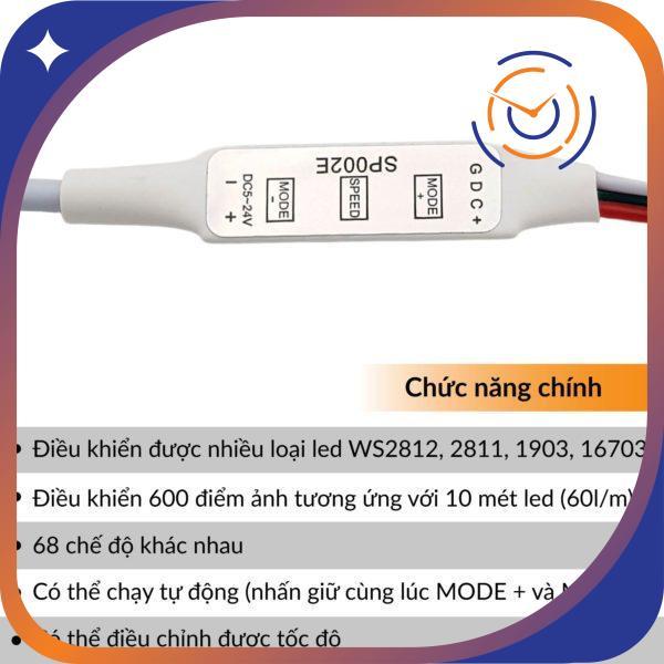 Bộ driver led WS2811 WS2812 3 nút SP002E