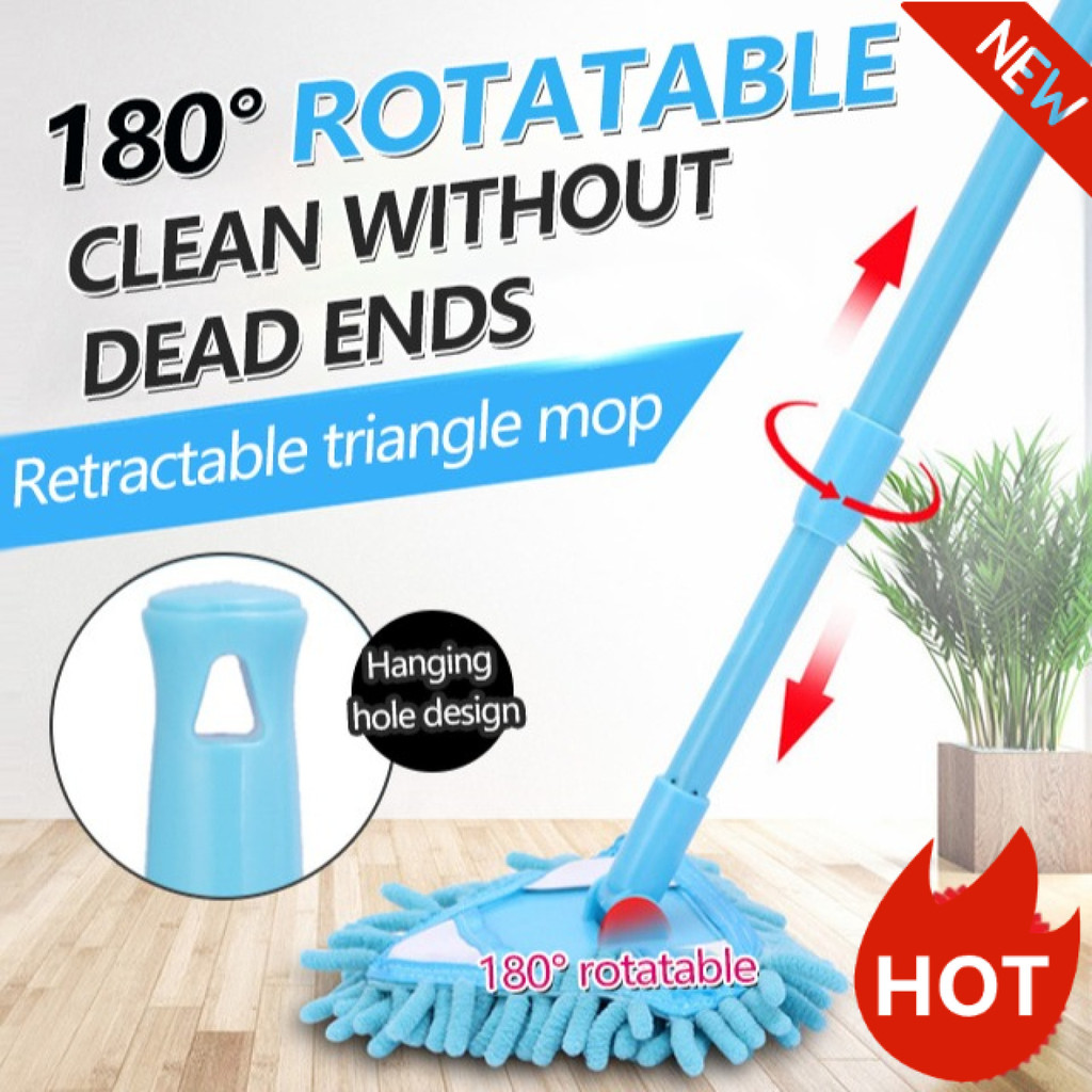 [Extendable Design] Retractable Chenille Bathroom Floor Cleaner and Stain Removal Brush Mop/Bathroom