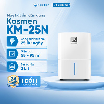 Máy Hút Ẩm Kosmen KM-25N,Phù Hợp Diện Tích 55 - 95 m2, Lọc Không Khí - Hàng Chính Hãng, Bảo Hành 2 Năm