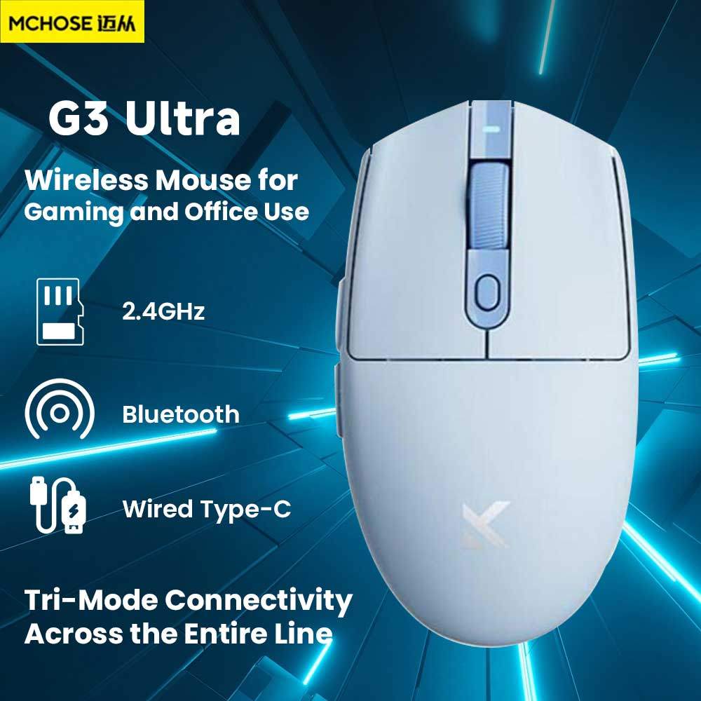 Chuột không dây MKOSE G3 Ultra Tri-Mode / 64g Nhẹ / Cảm biến 26000 DPI / PAW3395 / Tỷ lệ bỏ phiếu 8K