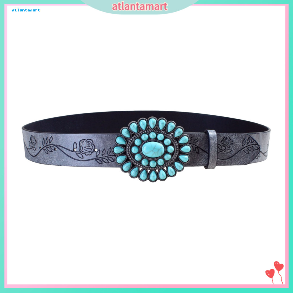 COD| Thắt lưng giả ngọc lam nữ giả da Boho Thắt lưng Boho phong cách phương Tây Thắt lưng chạm khắc 