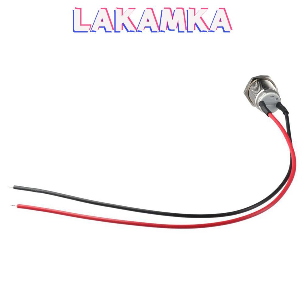 Công tắc nút nhấn tạm thời LAKAMKA, chống nước IP65 12mm, vỏ đen có sẵn 1 thường mở