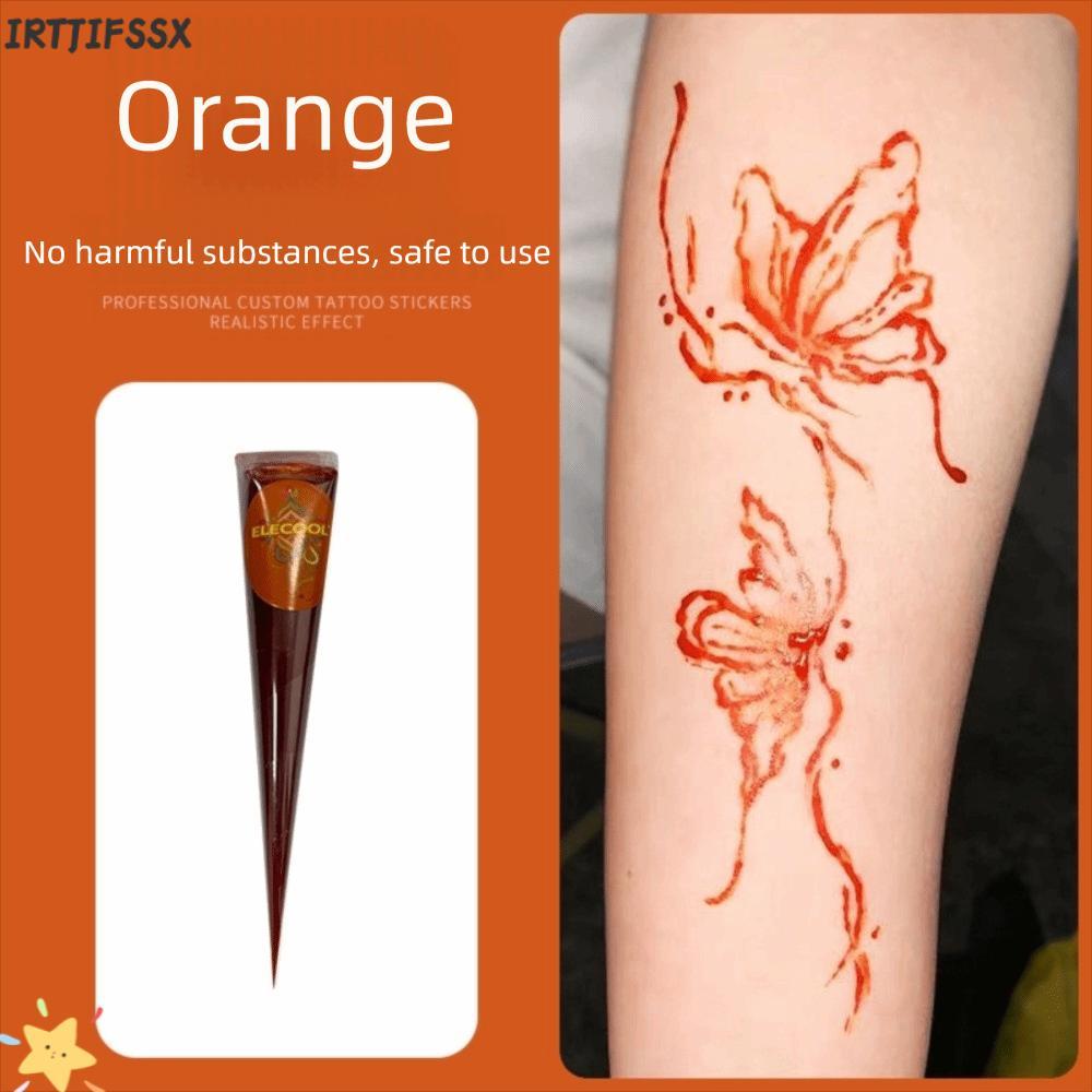 IRTJIFSSX Henna Tattoo Cream, Tạm thời Dễ sử dụng Henna Paste Cone, Body Art Black Brown Semi-perman