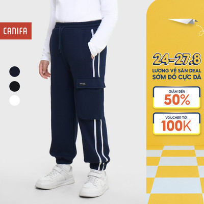 Quần nỉ bé trai CANIFA bo gấu cạp chun có túi hộp cá tính 2BP25C004