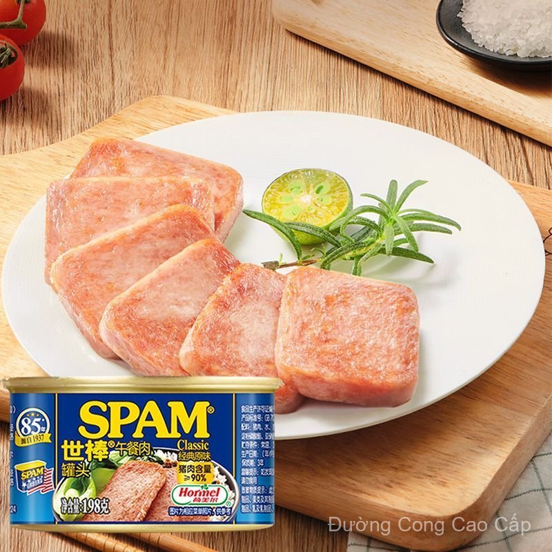 Thịt hộp SPAM 198g nguyên thùng vị thanh nhẹ ăn liền bánh mì mỳ tôm lẩu bán chạy giao nhanh