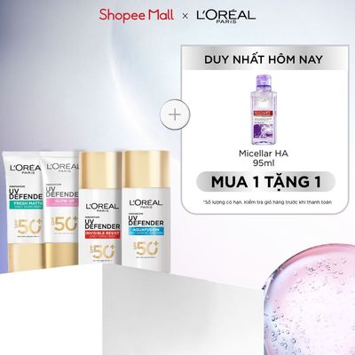 [CHỐNG NẮNG WATERGEL MỚI] Chống Nắng Phổ Rộng Thoáng Da, Kháng Mọi Tác Động UV Defender SPF 50+ PA++++ Loreal Paris 50ml