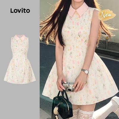 (New Arrival) Lovito Đầm thường ngày dáng dài với họa tiết Colorblock dành cho nữ mùa Xuân/Hè L198ED289
