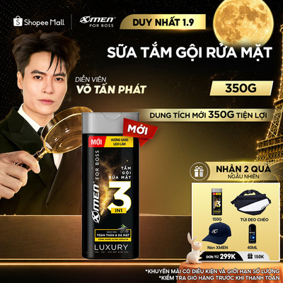 [MỚI] Tắm Gội Rửa Mặt 3in1 XMen for Boss Luxury 350g - Sạch Sâu Toàn Thân & Da Mặt,Hương Nước Hoa Châu Âu Sang Lịch Lãm