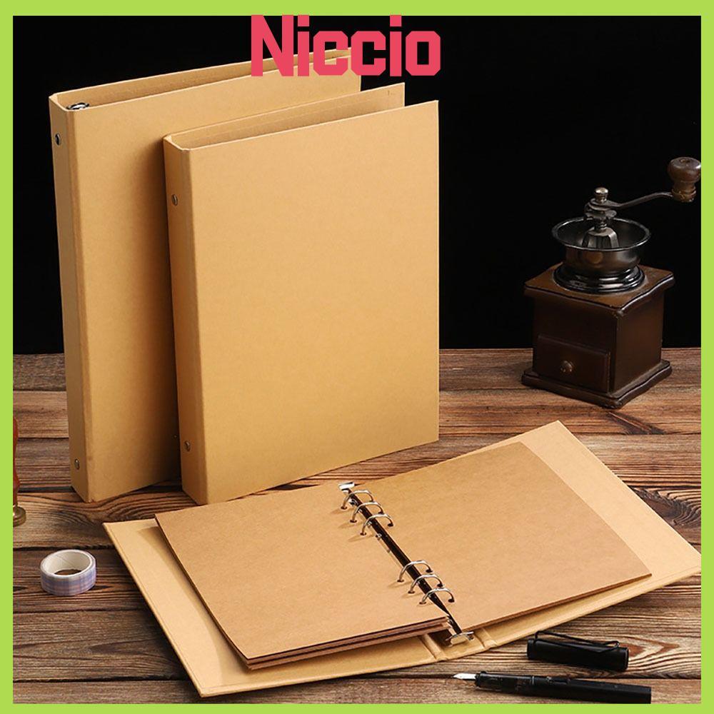 NICIO Kraft Paper Binder Cover, A5 B5 A4 Kraft Paper Binder File Clip, Túi đựng hồ sơ cổ điển