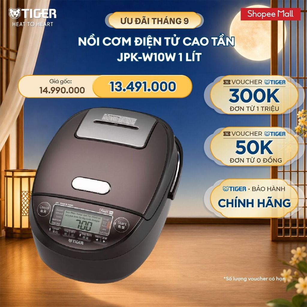Nồi Cơm Điện Tử Cao Tần Tiger JPK-W10W 1 lít - Hàng chính hãng