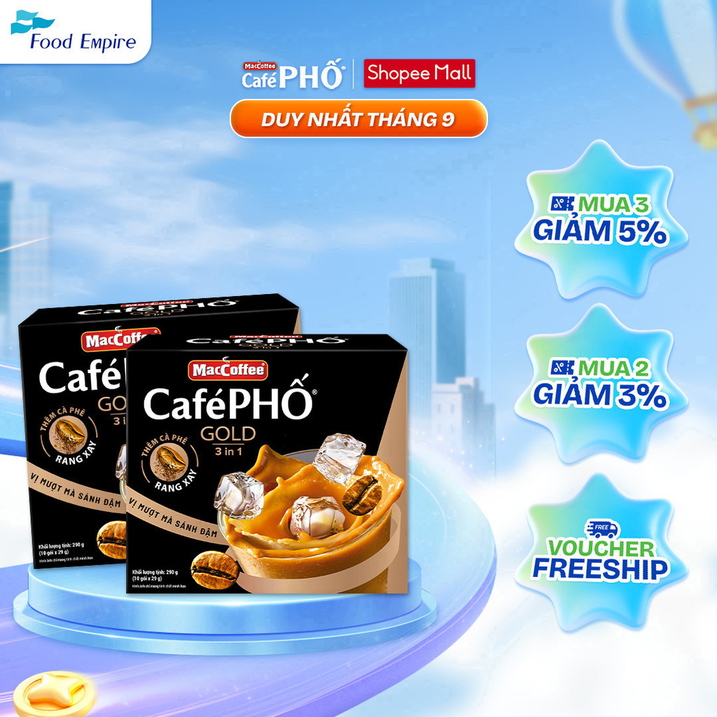 Combo 2 Hộp cà phê Phố sữa đá GOLD - MacCoffee (hộp 10 gói x 29g)