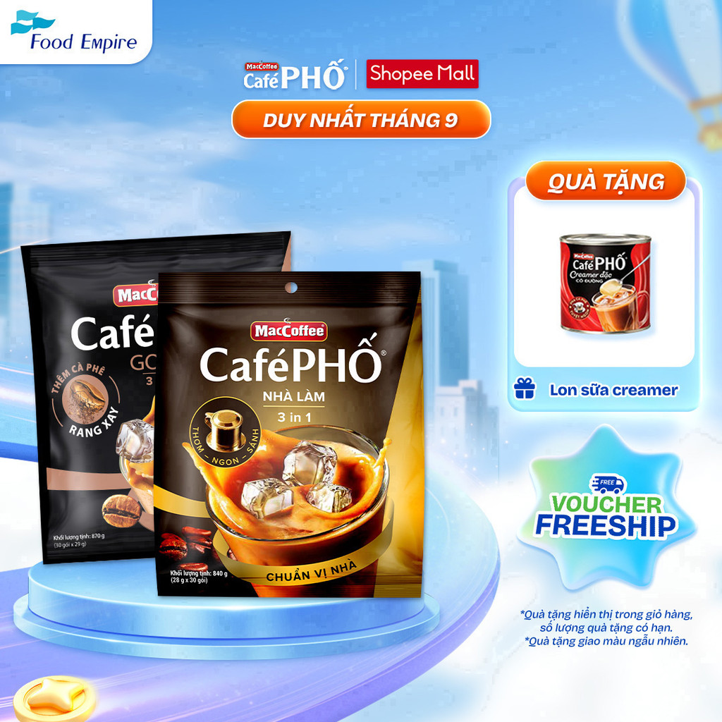 Combo 1 Túi cà phê MacCoffee Phố Nhà làm & 1 Phố Sữa Đá Gold