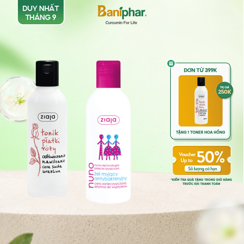 Combo Sữa Rửa Mặt Gel Ngừa Mụn Ziaja Nuno Da Dầu Da Hỗn Hợp 200ml Và Nước Cân Bằng Dưỡng Tonik Platk