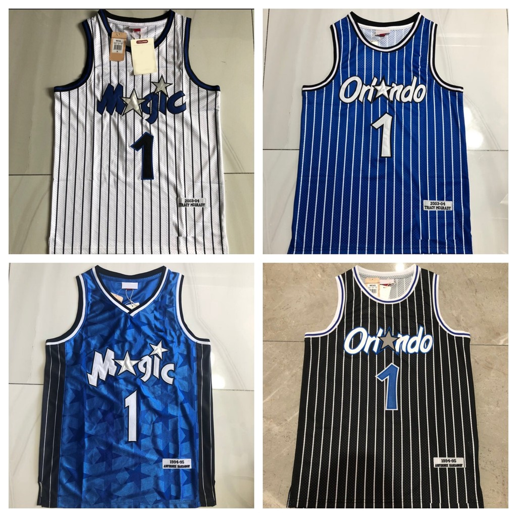 Áo bóng rổ thêu đầy đủ Orlando Magic Jersey McGrady Hardaway O`Neal