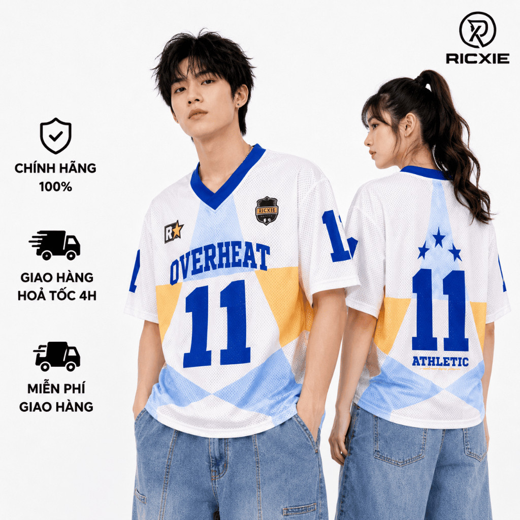 Jersey RICXIE Nam Nữ Unisex Form Oversize Lưới Thể Thao Overheat No.11