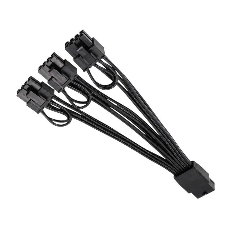 Cáp chia nguồn GPU Yoo PCIe Đầu vào nữ 8 chân sang ba đầu ra 6 + 2 chân có thể tháo rời với vỏ nhựa 
