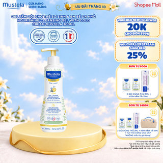 Gel tắm cho trẻ sơ sinh & em bé da khô nourishing cleansing gel with cold cream mustela 300ml