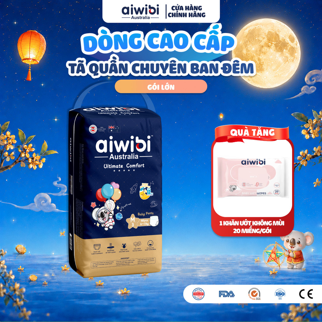 Tã/Bỉm Quần Cao Cấp Aiwibi Chuyên Ban Đêm Ultimate Comfort Gói Lớn…