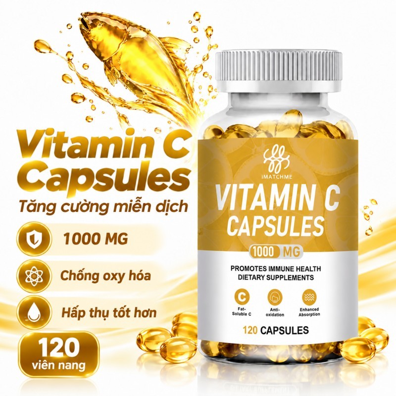 iMATCHME vitamin C 1000mgViên nang phức hợp  Bổ sung Vitamin Làm trắng Chống oxy hóa Cải thiện khả n