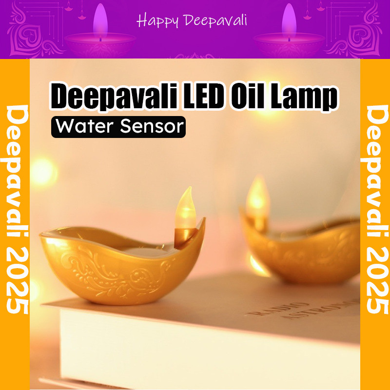 [Sẵn sàng] Đèn LED Diya Deepavali mới Cảm biến nước Đèn dầu LED Diwali Đèn nến LED Trang trí máy tín