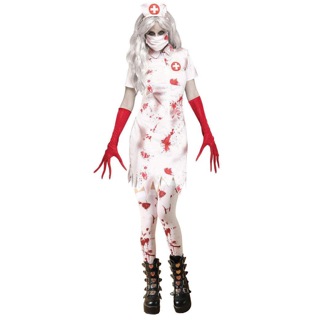 Trang phục cosplay y tá zombie với vết máu, hoàn hảo cho Halloween Zombie Nurse Costume Bloody nurse