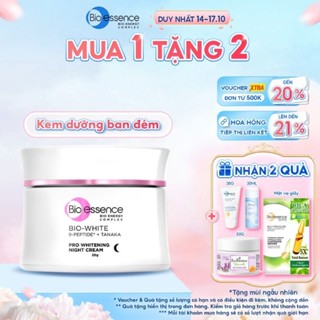 Kem dưỡng trắng da ban đêm cho da sáng mịn rạng rỡ từ 9-peptides, Alpha-Arbutin Bio essence Bio-White Pro Whitening 50g