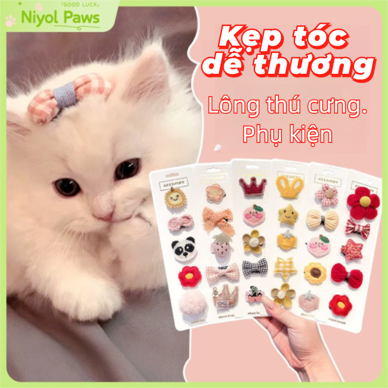 Kẹp Tóc Dễ Thương Cho Chó Mèo Phụ Kiện Tóc Thú Cưng Bộ Kẹp Tóc Thời Trang Cho Thú Cưng