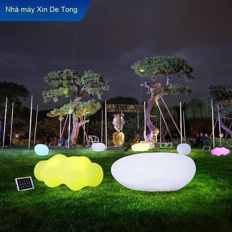 LED Outdoor Luminous Stone Lamp Art Display Leisure Seat Mall Row Chair Rest Stool Mall Park Sitting