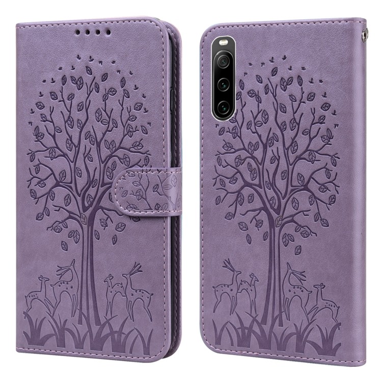 Để giao hàng cho Sony Xperia 10 IV Tree & Deer Pattern Ốp điện thoại da lật ép
