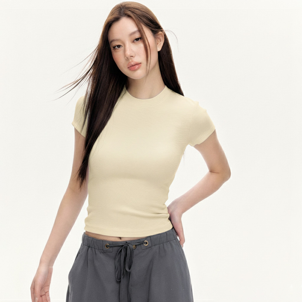 Áo Thun Nữ Baby Tee Dáng Ôm Cổ Tròn Chất Thun Co Giãn Nhiều Màu By ChaBon CB01 | BigBuy360 - bigbuy360.vn