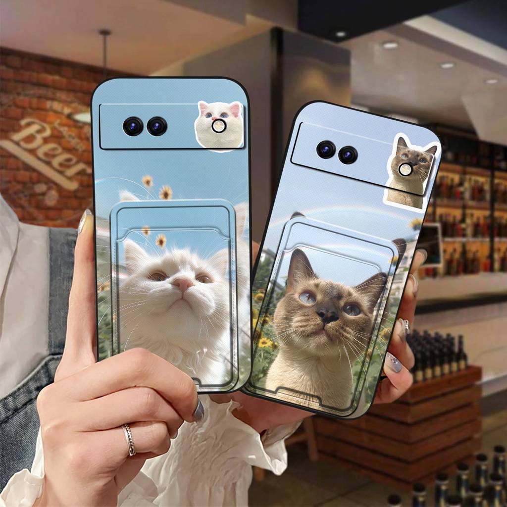 Card bag Cover Phone Case For Google Pixel6A Cute Silicone Cat Fashion Design Dog protective Durable