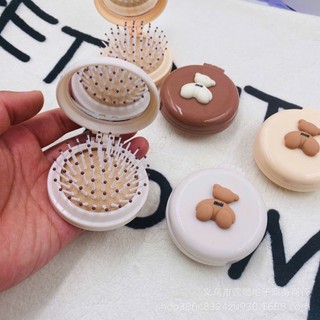 Gương kèm lược chải tóc trang điểm 2 trong 1 đính charm Acantha lược kiêm gương trang điểm makeup dễ thương tiện lợi