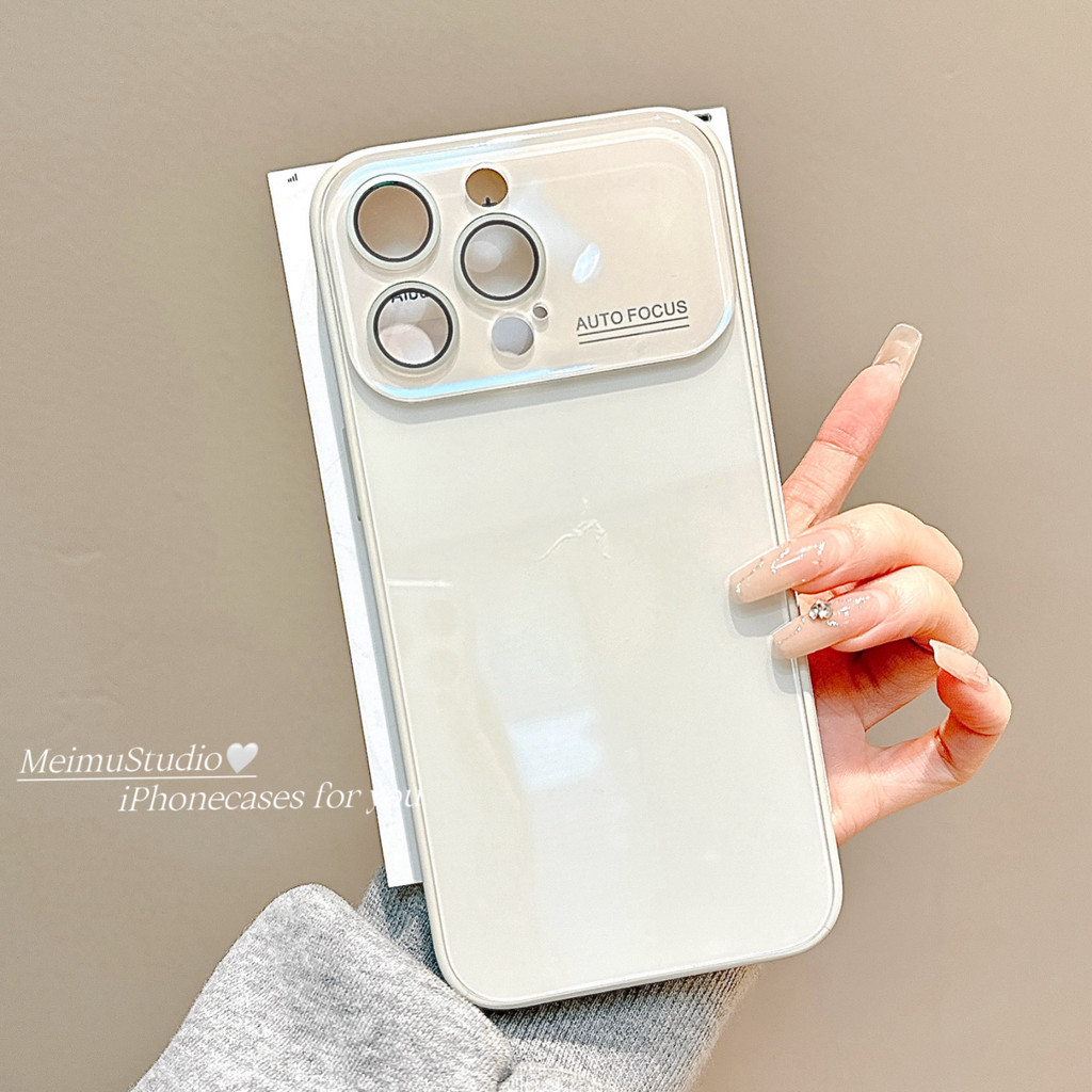 Meimu Thứ hai đến 17 Cửa sổ lớn Màu trơn đi kèm với màng ống kính Thích hợp cho vỏ điện thoại Apple 