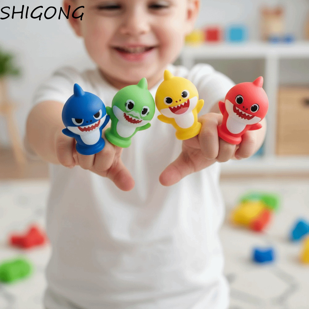 SHIGONG 5 Con Rối Tay Cá Mập Mini, Mô Phỏng Vinyl Cá Mập Ngón Tay Đồ Chơi Rối Đồ Chơi Kể Chuyện Kawa