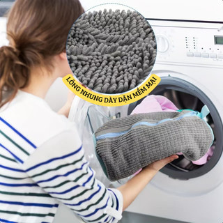 Túi giặt giày sợi polyester có đệm lưới và khóa kéo dễ dàng loại bỏ bụi bẩn