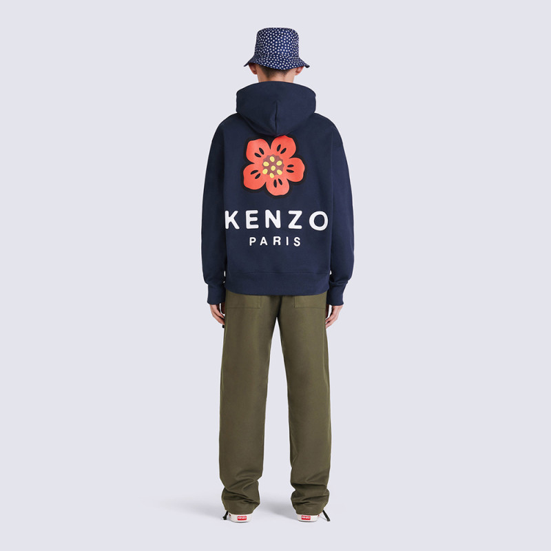 kenzo Áo len có mũ trùm đầu rộng in hình Begonia mới dành cho nam 1030
