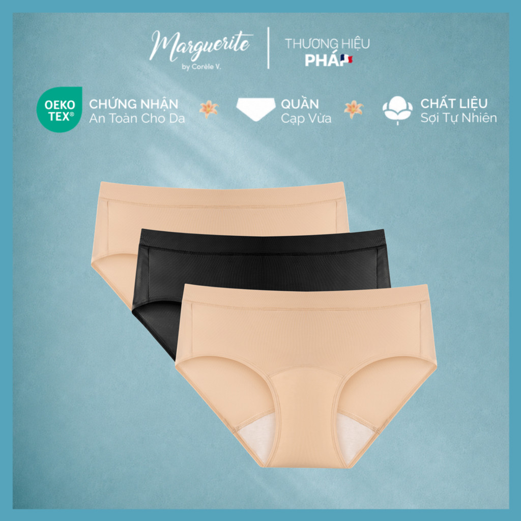 [MUA 2 TẶNG 1] Pack 3 quần lót Nguyệt San lưng vừa, chất vải sợi sồi, chuyên biệt cho ngày & đêm | C