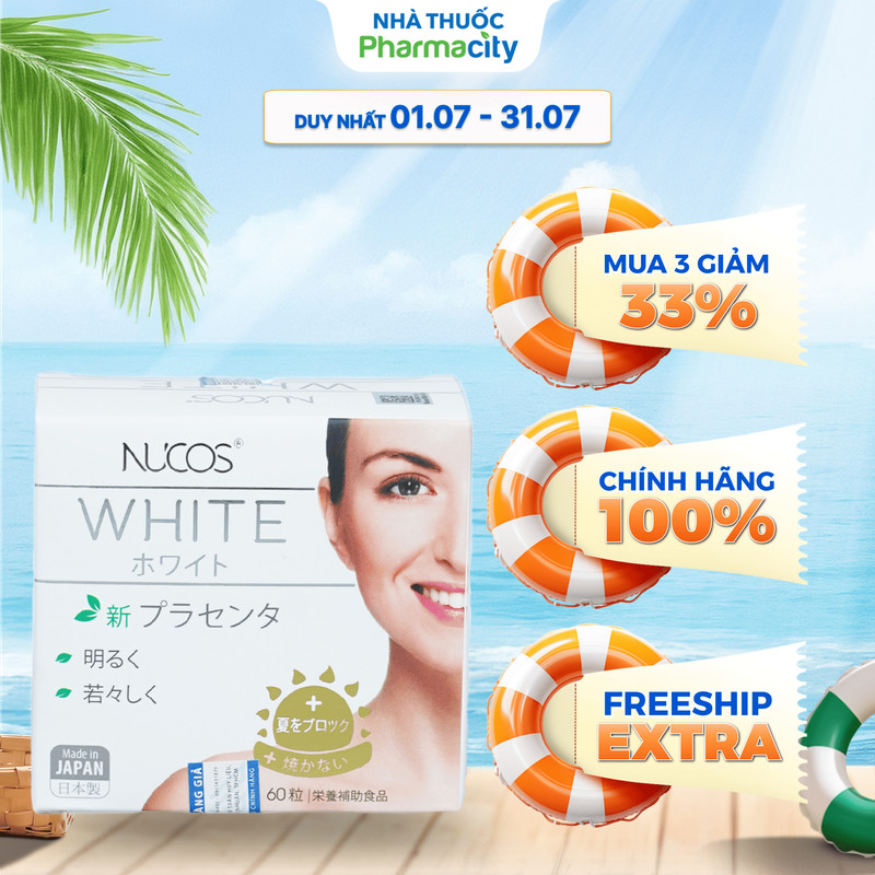 Viên uống Nucos hỗ trợ sáng da dành cho nữ White (Hộp 60 viên)