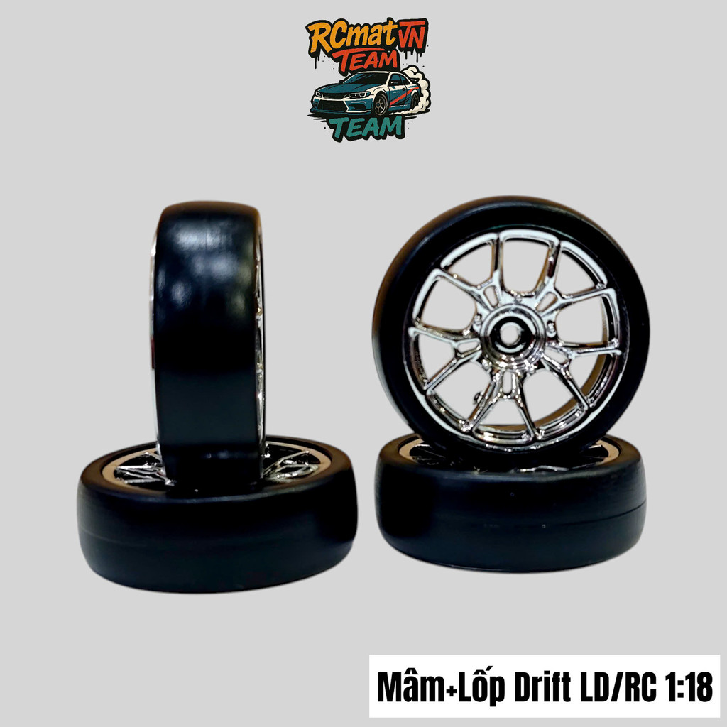 Mâm Bánh Kèm Vỏ Drift Cho Xe LDRC 1/18 LD1899 LD1898 LD1801 LD1802 LD1803 LD1803