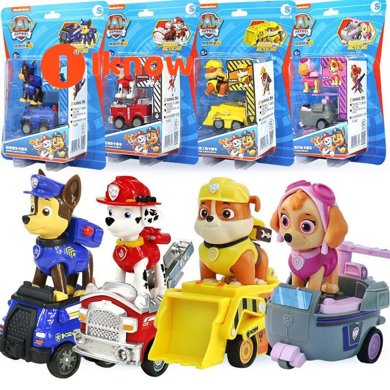 [Sẵn sàng] Bộ đồ chơi ô tô Paw Patrol Dogs có chức năng kéo lại Bộ đồ chơi quà tặng cho