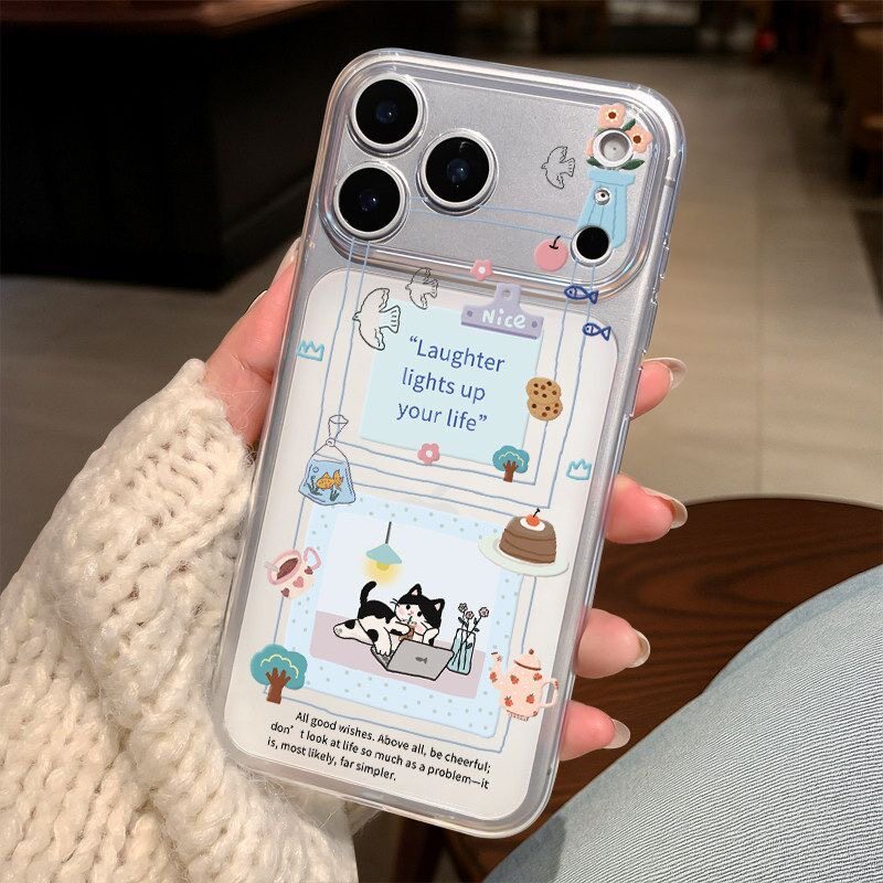 Chủ sở hữu mèo fufu sữa thông thường Thích hợp cho vỏ điện thoại Apple 15ProMax iPhone13 Phong cách 