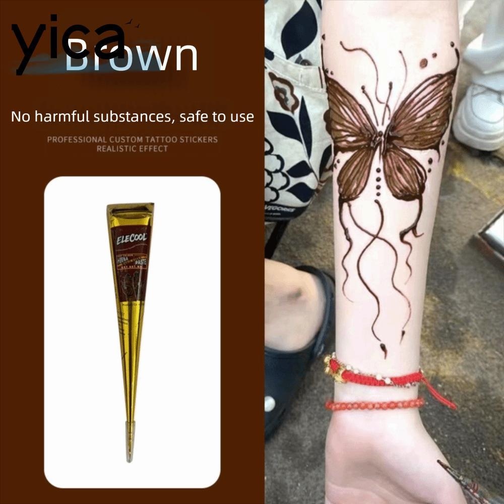 YICA Henna Tattoo Cream, Bán vĩnh viễn Dễ sử dụng Henna Paste Cone, Henna Tattoo Cream Tạm thời Màu 