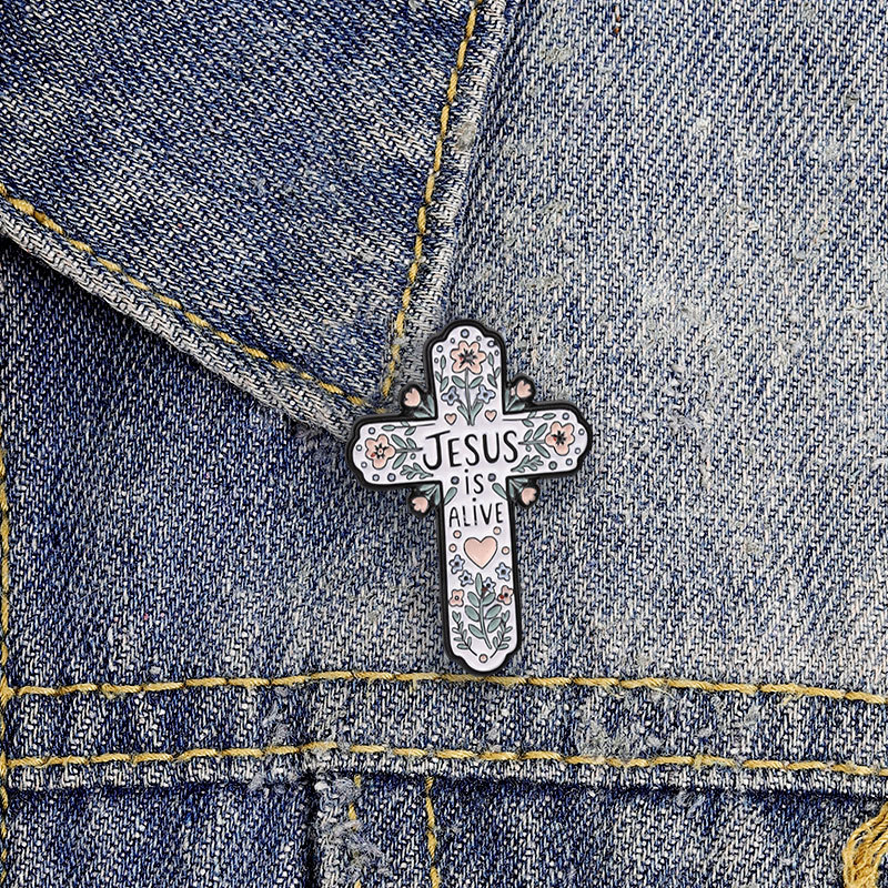 JESUS ​​IS ALIVE Cross Men Trâm Cài Quần Áo Thời Trang Phụ Kiện Ba Lô Huy Hiệu Món Quà Trang Sức