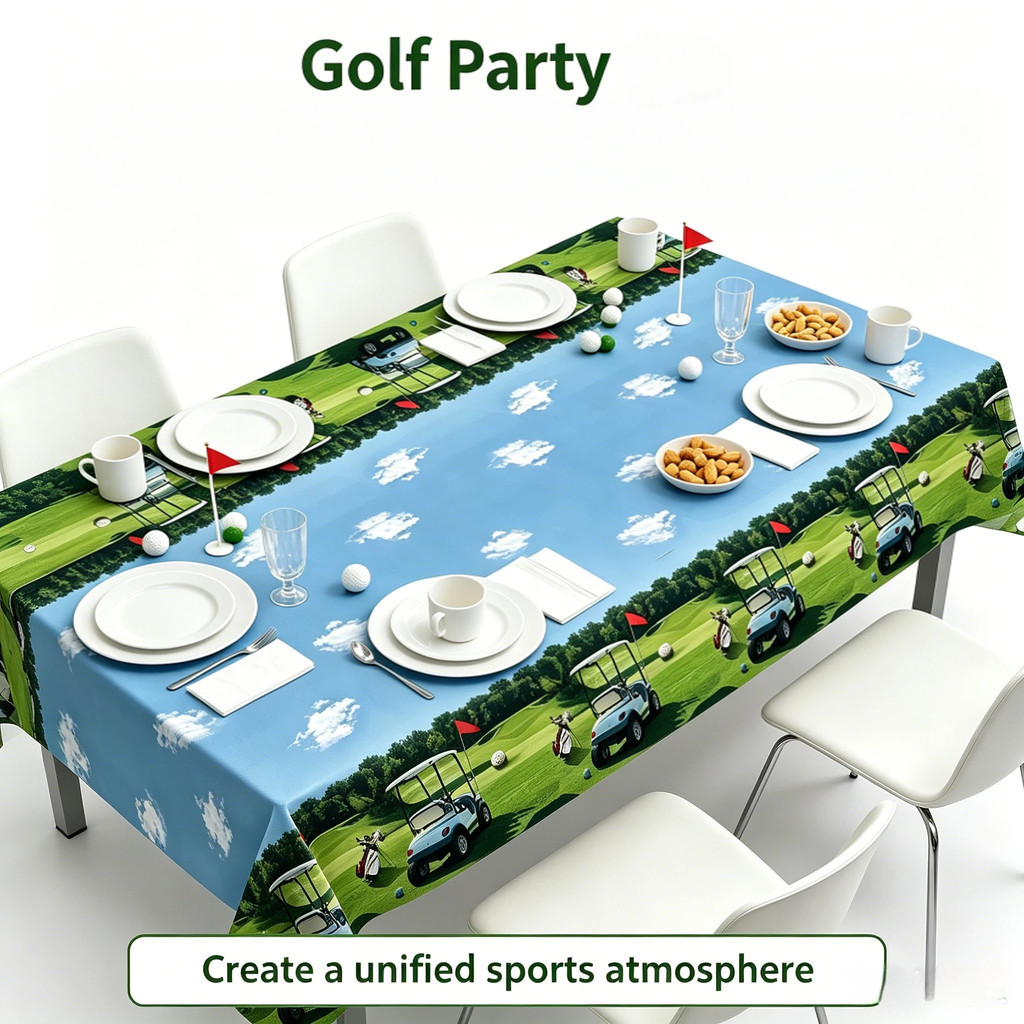 Khăn trải bàn bằng nhựa dùng một lần theo chủ đề Golf 54 "x108" - Khăn trải bàn tiệc chống nước cho 