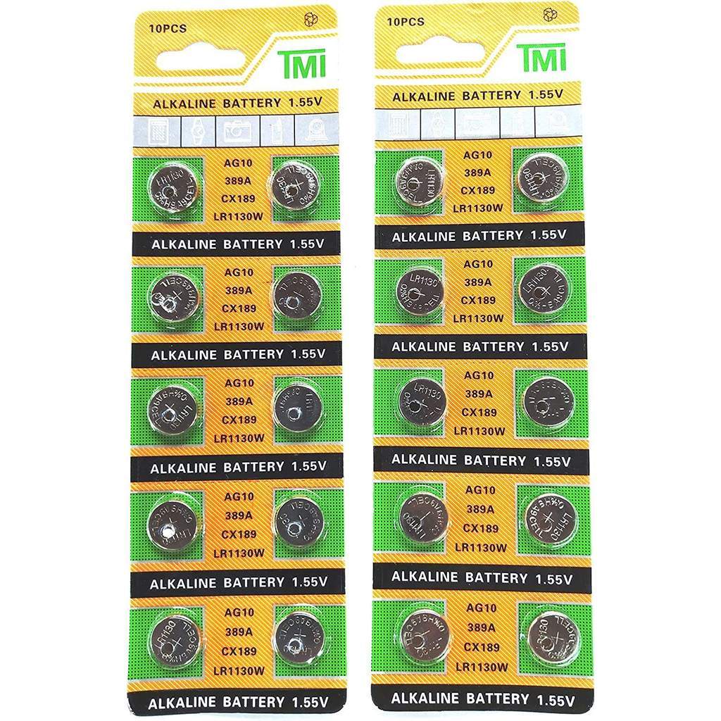 10 Viên pin AG10 LR1130 AG 10 SR54 189 389 SR1130 L1131 G10A Nút Cho Đồng Hồ Đồ Chơi
