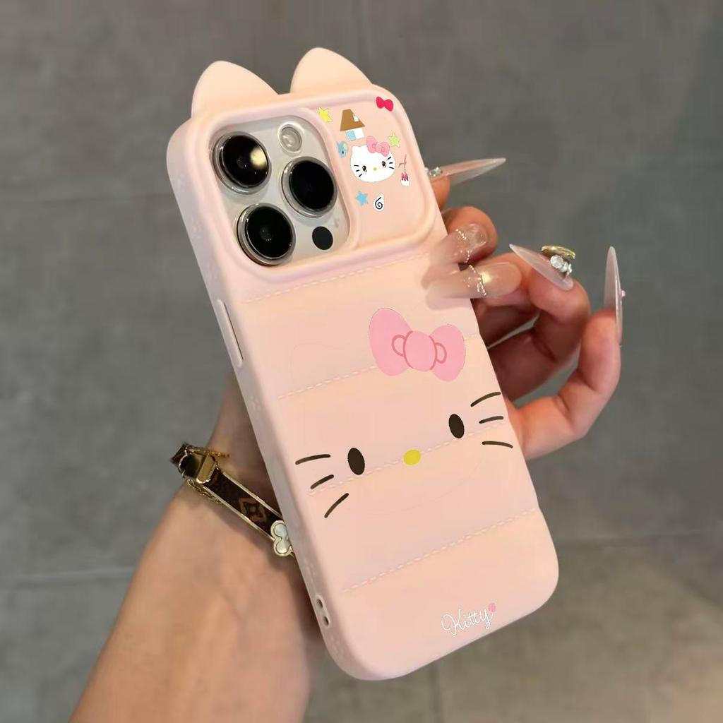 Ốp lưng tai mèo 3D họa tiết Hello Kitty, Tương thích iPhone 16/17 Pro Max/15 Pro Max/18/13/12/11/X/XS Max, chống sốc toà