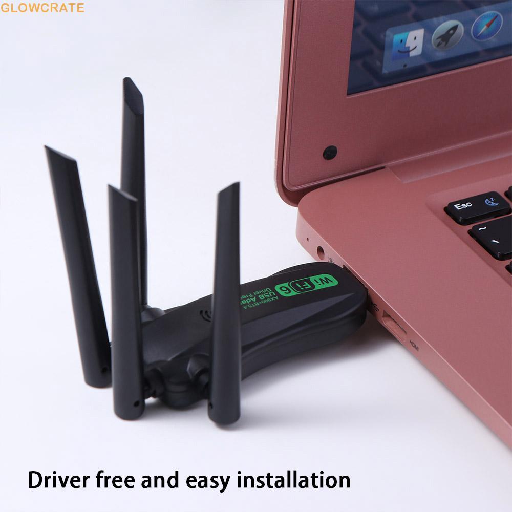 Bộ chuyển đổi USB WiFi6 băng tần kép GLOWATEXM, AX900 Bluetooth 5.4 900Mbps WiFi Dongle, Giao diện U