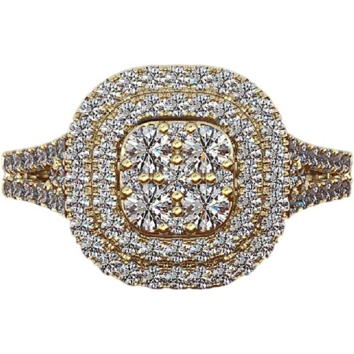 18K Rose gold Plated Cubic Zirconium Promise Halo Engagement Promise Eternity Ring Fashion Cubic Zir