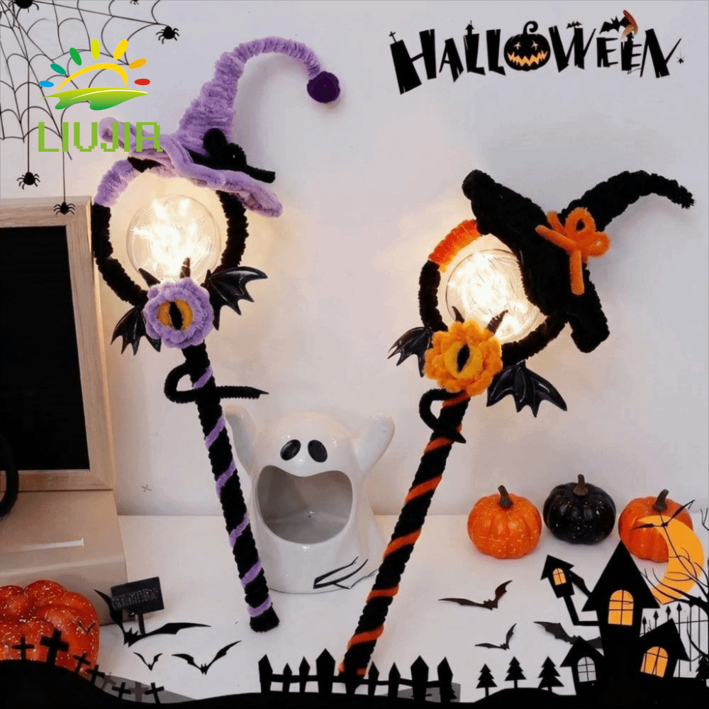 LIUJIR Halloween DIY Fairy Stick, Light Up DIY Kit Halloween Magic Wand, Creative Bendable Handmade 